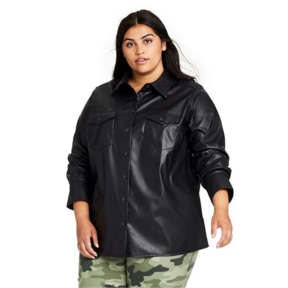 Nili Lotan x Target Avant Garde Faux Leather Button-Down Shirt Jacket Women’s 4X - Picture 1 of 10